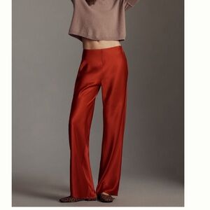 Reformation Rust Satin Pants